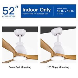 Overstock 52 in. Integrated LED Wooden Grain Modern Ceiling Fan with Lights and Remote Control - 52 Inches