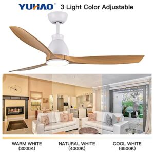 Overstock 52 in. Integrated LED Wooden Grain Modern Ceiling Fan with Lights and Remote Control - 52 Inches