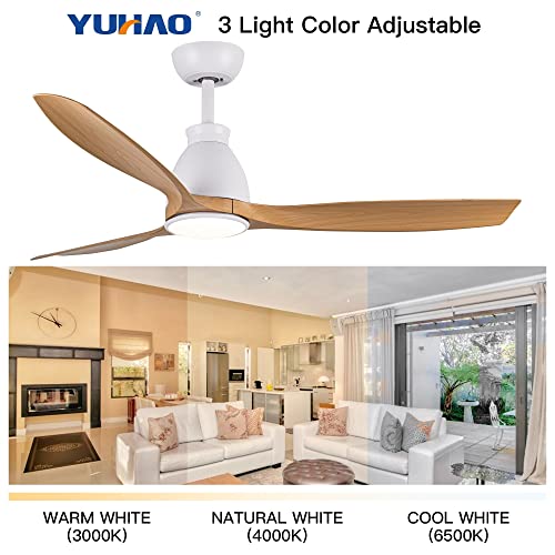 Overstock 52 in. Integrated LED Wooden Grain Modern Ceiling Fan with Lights and Remote Control - 52 Inches