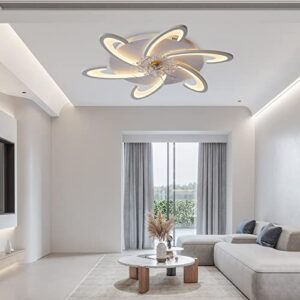 ceiling fan with lights remote control, bladeless remote control ceiling fans, 32.28" white ceiling fan with light for bedroom living room kitchen