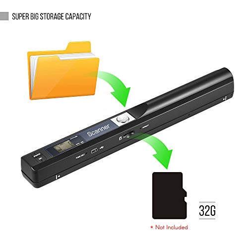 LAOJIA Handheld Document Scanner, Portable Wand Wireless Scanner A4 Size 900DPI JPG/PDF Formate LCD Display with Protecting Bag for Business Document Reciepts Books Images