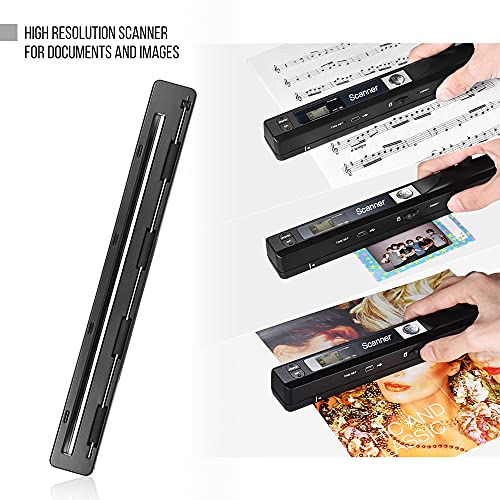 LAOJIA Handheld Document Scanner, Portable Wand Wireless Scanner A4 Size 900DPI JPG/PDF Formate LCD Display with Protecting Bag for Business Document Reciepts Books Images