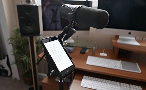 AccessoryBasics Music Boom Mic Microphone Stand Smartphone Mount w/360° Swivel Adjust Holder for all smartphones up to 3.75 inches wide (Zoom Video Compatible)