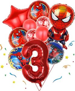 11 pcs spider superhero birthday party balloon decorations (age 3)