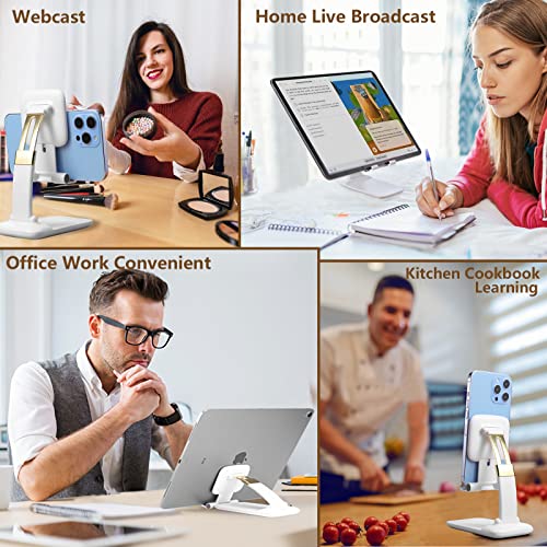 KOTUDAY Cell Phone Stand for Desk, Adjustable Phone Holder for Desk Compatible with Most of The Cell Phones, Such as iPhone 14 Pro Max,Samsung, LG,Sony,One Plus-White