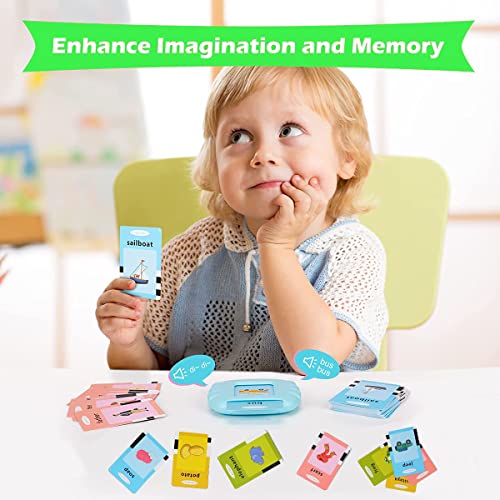 SATXTREM Toddler Learning Toys for 2-6 Kids, Pocket Speech Therapy Autism Sensory Toys for Autistic Childrens, Educational Toys Talking Flash Cards 224 Sight Words Gifts for Preschool Boys Girls Blue