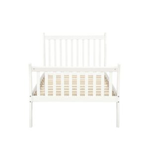 Danxee Wood Twin Bed Frame with Headboard and Footboard, Platform Bed Frame Mattress Foundation with Wood Slat Support for Kids, Teens, Twin (White)