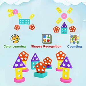 Montessori Stacking Toys Shape Sorter: Wooden Toddler Learning Activity Color Sorting 1 Year Old Girl Sensory Blocks Age 2 Boy 36 Months Baby Wood Puzzles 12-18 Preschool Educational Gifts Kids 3 4