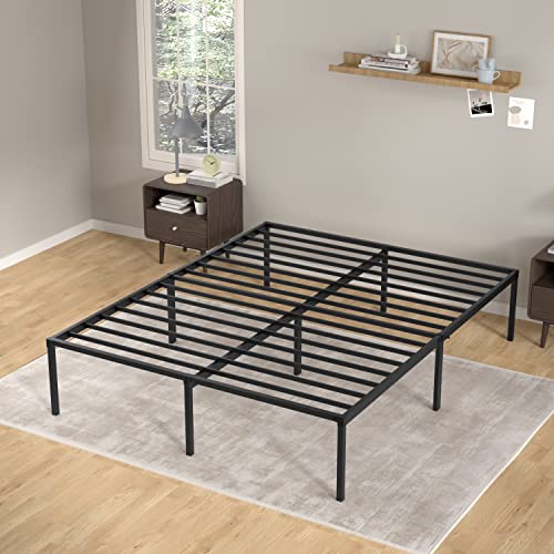 Bed Frame Metal Platform Bed Frame 18 Inch High Mattress Foundation No Box Spring Needed Heavy Duty Steel Slat Noise-Free Easy Assembly Under-Bed Storage (Full)