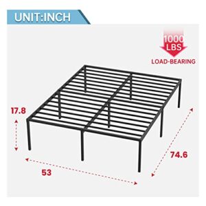 Bed Frame Metal Platform Bed Frame 18 Inch High Mattress Foundation No Box Spring Needed Heavy Duty Steel Slat Noise-Free Easy Assembly Under-Bed Storage (Full)