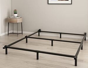 theocorate bed frame queen, 7 inch metal basics bed frame, low profile base for box spring, 9-leg support, noise-free, easy assembly, black