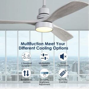 Sofucor 52" Retro Style Ceiling Fan with Light Memory Function, 6 Speeds, Solid Wood Ceiling Fan for Bedroom, Rustic, Farmhouse, Study, Living Room, Porch, Patio