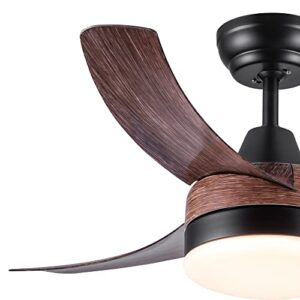 DSHADE 42 Inch Ceiling Fans with Lights Ceiling Fans with Lights and Remote Modern Ceiling Fan 3 ABS Blade Timing Ceiling Fans LED Lighting Indoor Ceiling Fan for Bedroom Living Room Indoor (Brown)