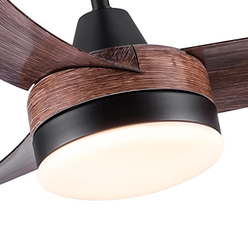 DSHADE 42 Inch Ceiling Fans with Lights Ceiling Fans with Lights and Remote Modern Ceiling Fan 3 ABS Blade Timing Ceiling Fans LED Lighting Indoor Ceiling Fan for Bedroom Living Room Indoor (Brown)