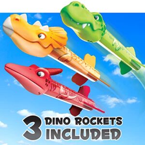 MindSprout Dino Blasters | Rocket Launcher for Kids - Launch up to 100 ft. Birthday Gift, for Boys & Girls Age 3 4 5 6 7 Years Old - Outdoor Toys, Family Fun, Dinosaur Toy, Kids (Patent Pending)