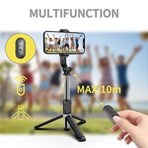 Selfie Stick Tripod, All in One Extendable & Portable iPhone Tripod Selfie Stick with Wireless Remote Compatible with iPhone 14 13 12 11 pro Xs Max Xr X 8 7, Galaxy Note10/S20/S10/OnePlus 9/9 PRO etc