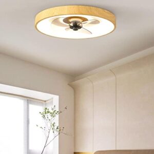 Stepless Dimming Flush Mount Ceiling Fans Lights, Modern Low Profile Bladeless LED Ceiling Fan Lights, with 6-Level Wind Speed Flush Mount Ceiling Light, for Small Room, Bedroom, Living Room ( Color :