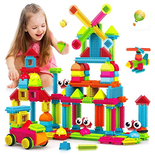 Contixo STEM Building Toys, ST5 144 pcs Bristle Shape 3D Tiles Set Construction Learning Stacking Educational Block, Creativity Beyond Imagination, Inspirational, Recreational Toy for Kids Ages 3-8