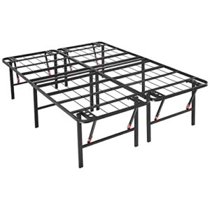 amazon basics foldable metal platform bed frame with tool free setup, 18 inches high, king, black