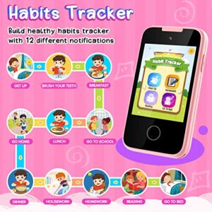 Kids Phone for Girls Aged 3-6 with Dual Camera, Touchscreen Toy Phones for Kids MP3 Music Player 13 Puzzle Games, Educational Toys Christmas Birthday Gifts for Girls Ages 3 4 5 6 7 with SD Card Pink