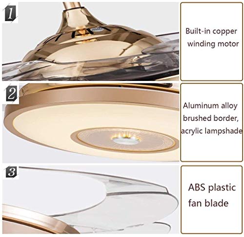 Fashionable chandelier Retro modern industrial chandelier/LED Invisible Ceiling Fans with Lamp,42In Fan Lights Wall Control Chandelier with Electric Fan Iron Art Lighting for Living Room and Restauran