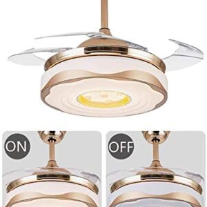 Fashionable chandelier Retro modern industrial chandelier/LED Invisible Ceiling Fans with Lamp,42In Fan Lights Wall Control Chandelier with Electric Fan Iron Art Lighting for Living Room and Restauran