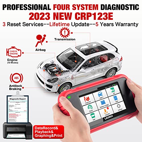 2023 LAUNCH OBD2 Scanner CRP123E Elite Code Reader for ABS SRS Engine Transmission Car Diagnostic Tool with Oil Reset, SAS Reset, Throttle Adaptation, One-Click Lifetime Update, Upgrade of CRP123