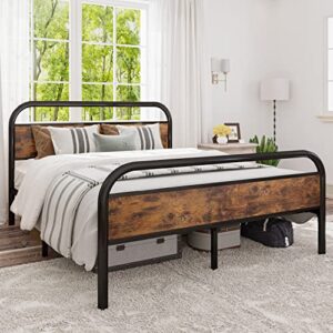 IRONCK Queen Bed Frame with Headboard, Platform Bed 12" Under Bed Storage Wood and Metal, No Box Spring Needed Easy Assembly