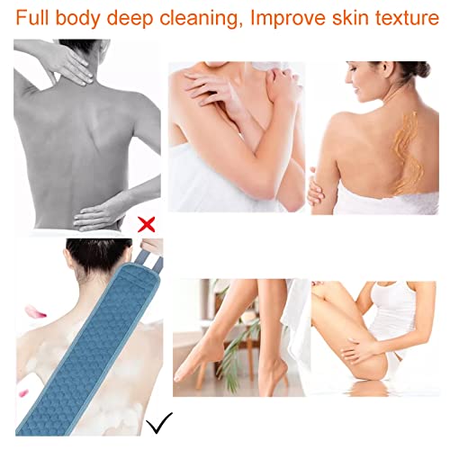 Exfoliating Back Scrubber for Shower for Men and Women, Loofah Back Washer, Double-Sided Back Scrubber for Shower Exfoliating, Ultra-Durable Microfiber Stretchable for Deep Cleaning & Skin Relax