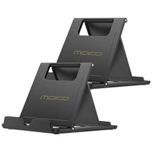 moko 2 pack phone/tablet stand, foldable desktop holder for 4-11" devices, compatible with iphone 14 pro max/14, iphone 13/13 pro max/12, ipad air 4/mini 6 2021, ipad 9th 10.2, galaxy s20, black