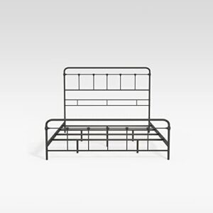 eLuxurySupply Metal SNAP Bed Frame - Carbon Steel with Black Finish Folding Bed Frame - Easy Assembly with Headboard and Footboard - Sturdy Steel Construction Bed Base - California King Size