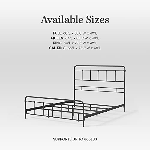 eLuxurySupply Metal SNAP Bed Frame - Carbon Steel with Black Finish Folding Bed Frame - Easy Assembly with Headboard and Footboard - Sturdy Steel Construction Bed Base - California King Size