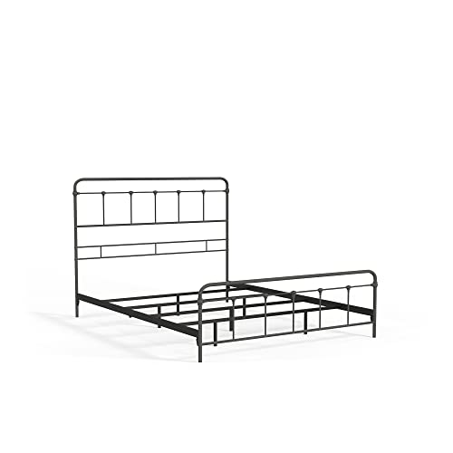 eLuxurySupply Metal SNAP Bed Frame - Carbon Steel with Black Finish Folding Bed Frame - Easy Assembly with Headboard and Footboard - Sturdy Steel Construction Bed Base - California King Size