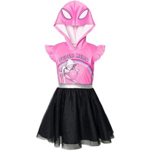 marvel spider-man spider-gwen ghost spider big girls mesh cosplay tulle dress pink 10-12