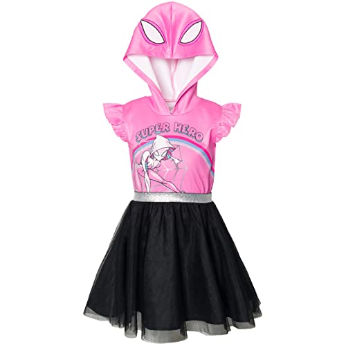 Marvel Spider-Man Spider-Gwen Ghost Spider Big Girls Mesh Cosplay Tulle Dress Pink 10-12