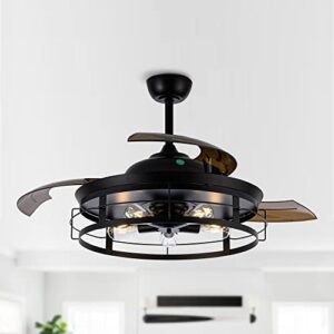 parrot uncle ceiling fans with lights and remote 52 inch black ceiling fan with light and retractable blades outdoor ceiling fans for patios covered
