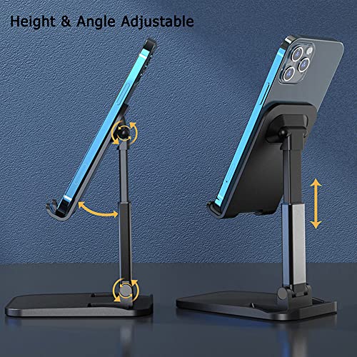 ZRONST Phone Stand for Desk Foldable Adjustable Angle Height Portable Cell Phone Holder Compatible with iPhone Ipad Android (Black)