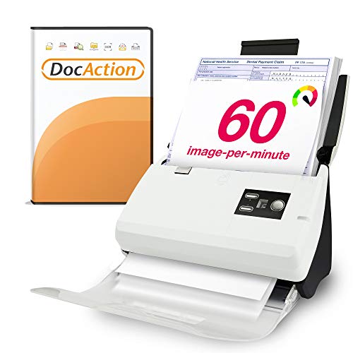 Plustek PS30D Duplex Document Scanner: with 50 Sheet Auto Document Feeder (ADF) and searchable PDF Function by Abbyy OCR. Support Mac and PC