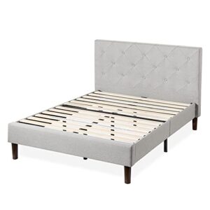 ZINUS Shalini Upholstered Platform Bed Frame / Mattress Foundation / Wood Slat Support / No Box Spring Needed / Easy Assembly, Light Grey, Full