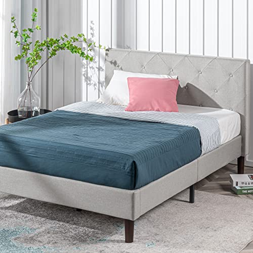 ZINUS Shalini Upholstered Platform Bed Frame / Mattress Foundation / Wood Slat Support / No Box Spring Needed / Easy Assembly, Light Grey, Full