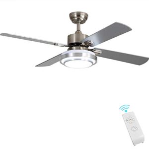 finxin indoor ceiling fan light fixtures remote led 52 brushed nickel ceiling fans for bedroom,living room,dining room including motor,remote switch