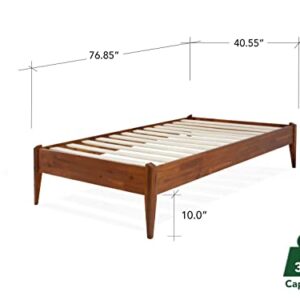 Bme Dinkee 15 Inch Signature Bed Frame Without Headboard - Modern & Minimalist Style with Acacia Wood - 12 Strong Wood Slat Support - Easy Assembly - No Box Spring Needed - Dark Chocolate, Twin