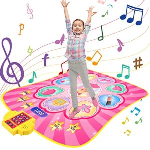 dance mat-kids dance mat-electronic dance pad game toy for kids-dance mat with led lights, built-in music, adjustable volume, 5 game modes-dance mat gift for 3-12 year old girls boys(princess style)