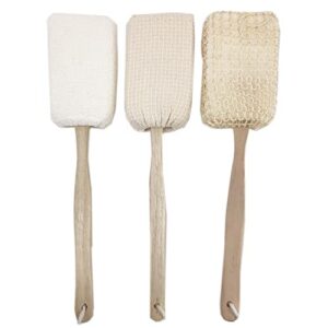 2 Natural Sisal Fiber Back Brush Loofah Scrubber Spa Shower Sponge Long Handle