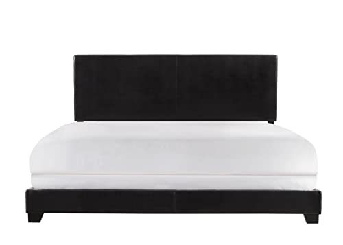 Crown Mark Erin Upholstered Panel Bed in Black, King