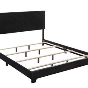 Crown Mark Erin Upholstered Panel Bed in Black, King