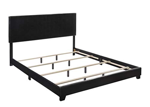 Crown Mark Erin Upholstered Panel Bed in Black, King