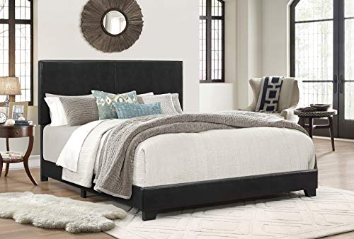 Crown Mark Erin Upholstered Panel Bed in Black, King