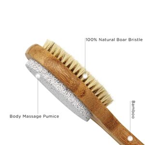 ICANdOIT-4 in 1 Feet Pedicure Kit with Long Handle Classic Bath Shower Brush&Dry/Wet Brushing Body Brush Back Scrubber,Shower Brush for exfoliator Skin and Remove Dead Skin Cells