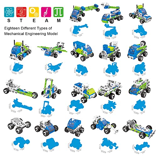 COMIN Educational Toys Building Sets STEM Learning Kit, 18 in 1 Engineering Toys Creative Set 175 Pieces for Boys/Girls/Birthday/Christmas/Holiday Age 5 6 7 8 9+ Years Old